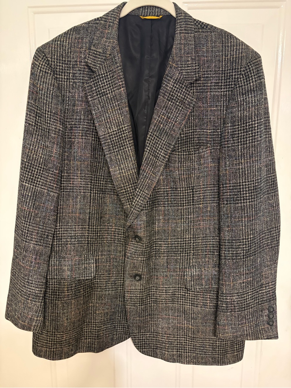 Kuppenheimer Vintage Classic Black Glen Plaid Two Button Sport Coat Size 44R